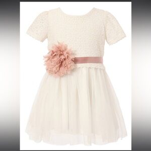 Richie House Girls White Lace Top Flower Special Occasion Dress 3/4